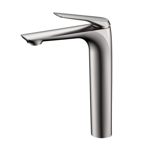 tall modern basin tap - brushed nickel