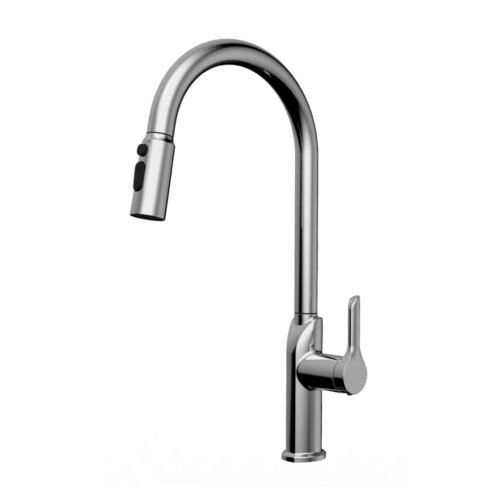 kitchen mixer tap with filtered water with pull down sprayer - brushed nickel