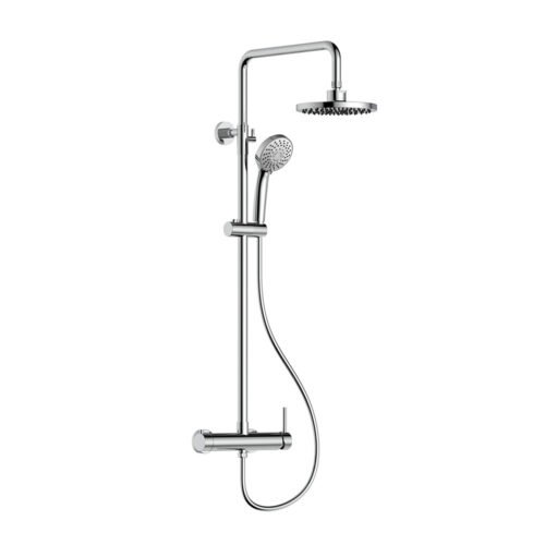 Exposed shower mixer set with multi pattern hand shower - chrome